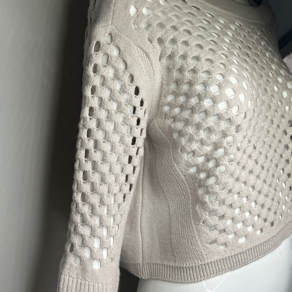 Dorothee Schumacher Sz 2 (M) Gray Wool Lazer Eyelet Knit Sweater Made in Germany - Picture 8 of 9